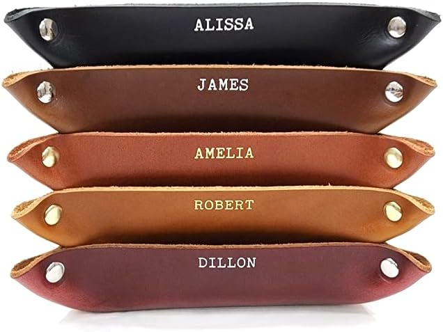 Leather Valet Tray With Initials personalized Valentine's Day gift for boyfriend
