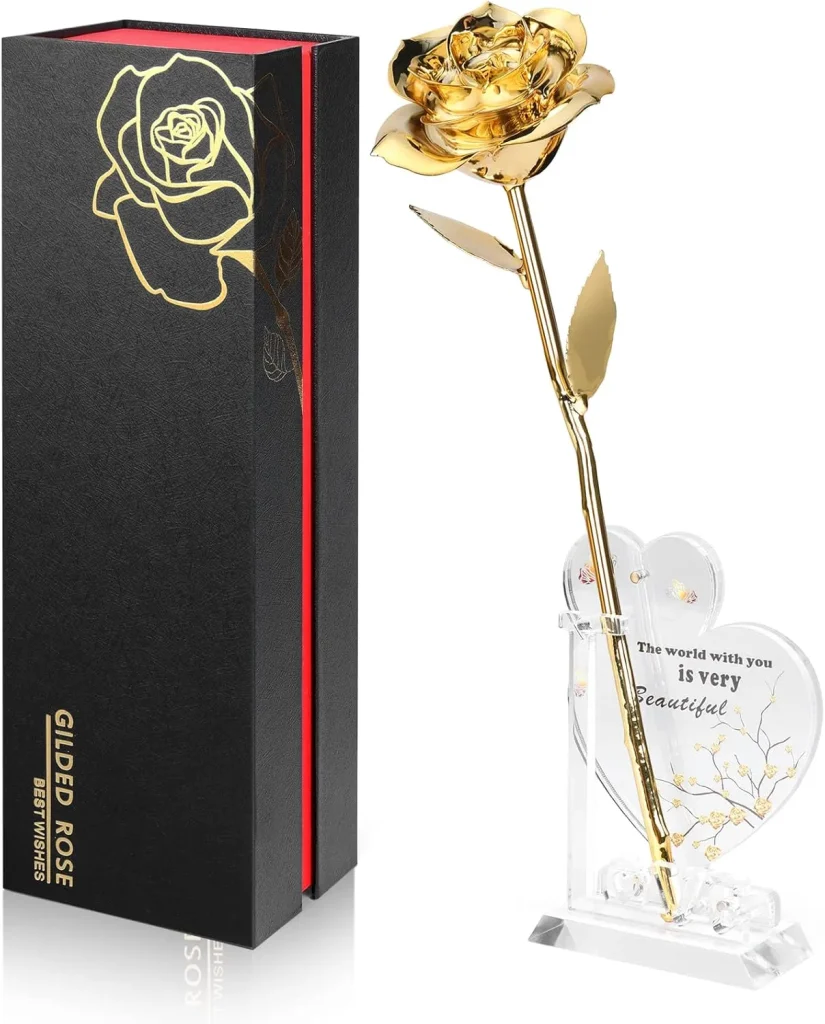 Gold Dipped Rose Display Valentine's Day gift for wife