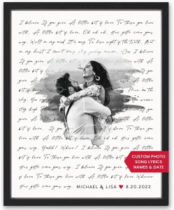 Custom Anniversary Song Lyric Wall Art